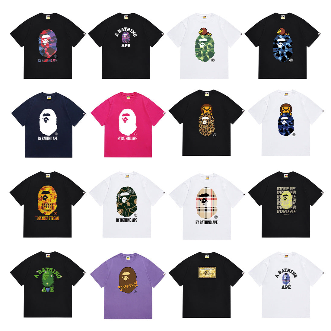 Bape Camo Ape Head Multi‑Color Crew Neck Streetwear Tee Unisex